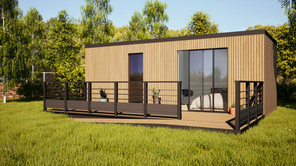 studio de jardin pour personne à mobilité réduite _ vue 3d