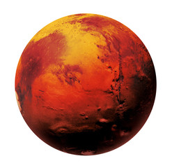 Mars the Red planet of the solar system in space. High resolution art presents planet Mars isolated on white. - obrazy, fototapety, plakaty