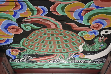 Dragon-Turtle Ceiling Painting Detail, Gyeongbokgung Palace, Seoul, South Korea