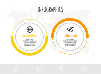 Vector template circle infographics. Business concept with 2 options and parts. Two steps for diagrams, flowchart, timeline. Path step by step