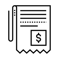 Bill icon in line style. Invoice, accounting receipt sign.