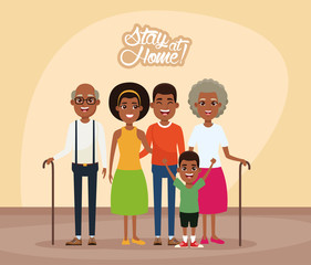 stay at home campaign with afro family members