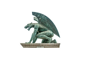 Gargoyle sculpture isolated on white background