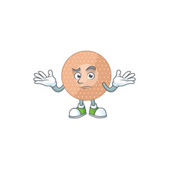 An image of rounded bandage in grinning mascot cartoon style