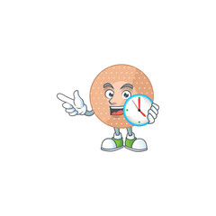 Rounded bandage mascot design concept holding a circle clock