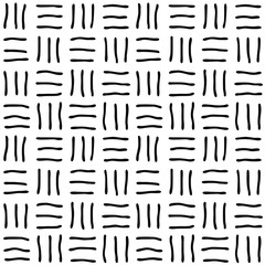 Seamless pattern. Black lines, dashes on a white background.