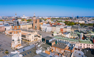 Fototapeta na wymiar Aerial view of Krakow Old Town, Poland