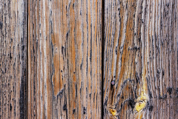 Background old wooden wall made of boards. Background texture of old dry gray boards arranged vertically. Background of old wooden boards for design.