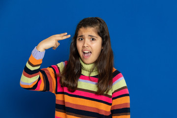 Preteen girl with striped jersey