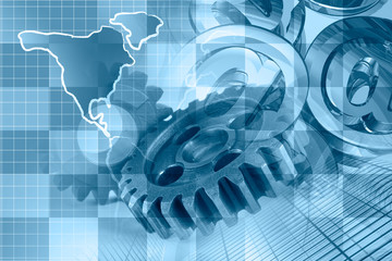 Gear, mail signs and map