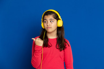 Adorable preteen girl with red jersey