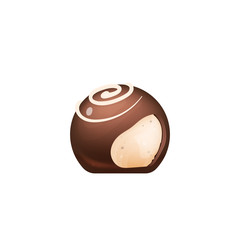 Cut chocolate candy, sugar confectionery realistic vector illustration. Sweet cocoa dessert, appetizing glazed yummy. Lolly, delicious caramel, praline 3d isolated object on white background