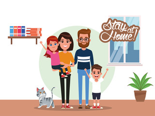 stay at home campaign with parents and kids