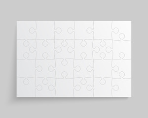 Template with white pieces puzzle jigsaw, banner