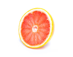 Grapefruit and slices isolated on white background ,Slice of red grapefruit isolated on white background