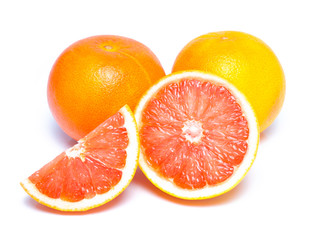 Grapefruit and slices isolated on white background ,Slice of red grapefruit isolated on white background