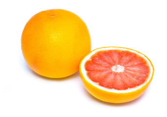Grapefruit and slices isolated on white background ,Slice of red grapefruit isolated on white background