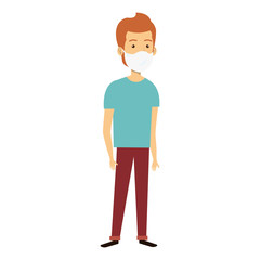 young man with face mask isolated icon vector illustration design