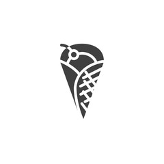 Cone ice cream waffle vector icon. filled flat sign for mobile concept and web design. Berry ice cream glyph icon. Symbol, logo illustration. Vector graphics