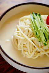 Korean noodle with white soup 
