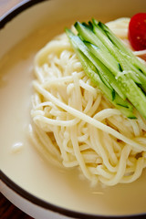 Korean noodle with white soup 