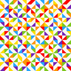 Rainbow mosaic tiles, abstract geometric background, seamless vector pattern.