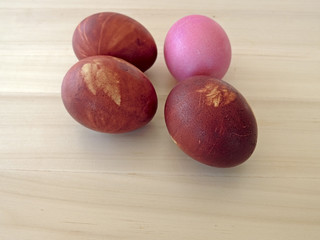 easter eggs on wooden background