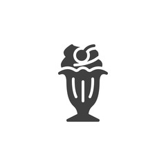 Sundae ice cream vector icon. filled flat sign for mobile concept and web design. Whipped ice cream dessert glyph icon. Symbol, logo illustration. Vector graphics