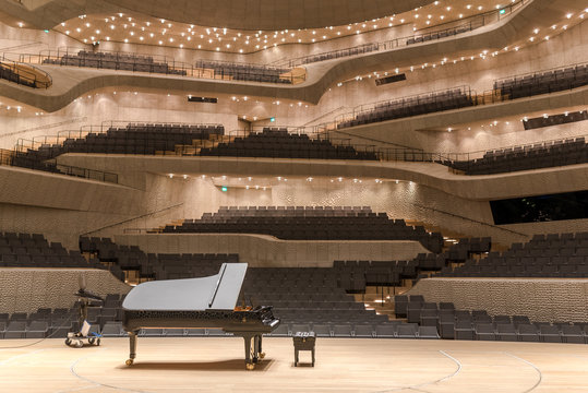 Auditorium and great concert hall of the Elbphilharmonie, the Elbe Philharmonic Hall in the harbor of Hamburg