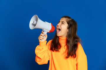 Preteen girl with yellow jersey