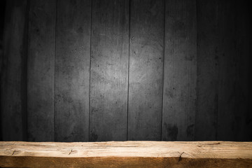 wooden background, with table top as surface texture, top view