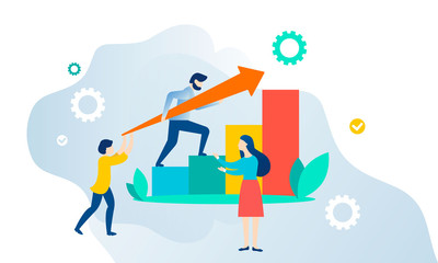 Teamwork concept vector flat illustration.