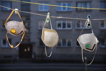 Protective masks on the air