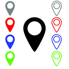 Vector icon search map. location illustration sign collection. pin symbol. pointer logo.