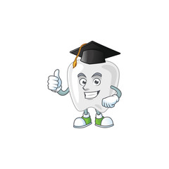 Mascot design concept of teeth proudly wearing a black Graduation hat