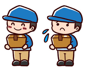 かわいい配達員　男性　笑顔　困り