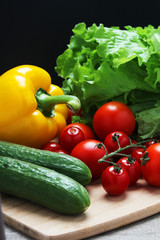 Bright fresh vegetables at the table	
