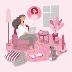 stay at home, remote working, chat online