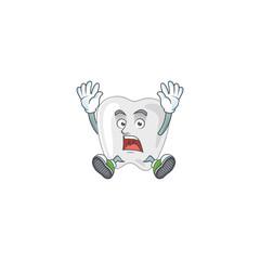 Teeth cartoon character design showing shocking gesture