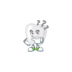 Obraz na płótnie Canvas Teeth mascot design concept having confuse gesture
