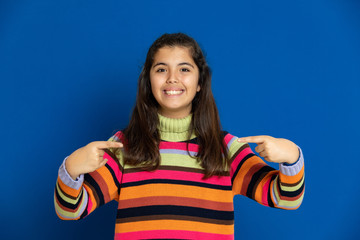 Preteen girl with striped jersey