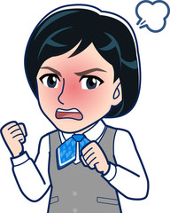 会社の制服を着た女性