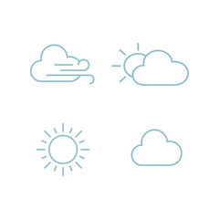 Set of Weather vector line icons. Contains symbols of the sun, clouds, snowflakes, wind, rainbow, moon and much more. Editable Stroke.