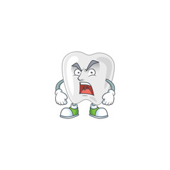 Teeth cartoon character design with mad face