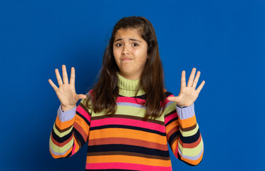 Preteen girl with striped jersey