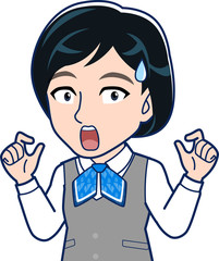 会社の制服を着た女性