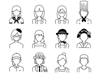 女性職業アイコン素材