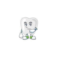 Teeth with waiting gesture cartoon mascot design concept