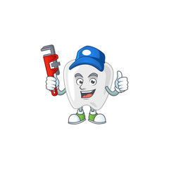 Mascot design concept of teeth work as smart Plumber