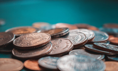 Close up of coins to stack of coins, Business Growth concept, Money, Financial, Business Growth concept,money of thailand (bath).